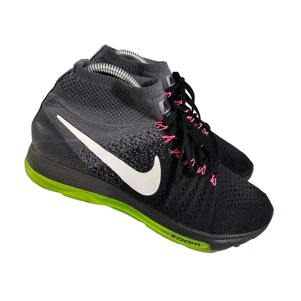 Nike Air Zoom All Out Flyknit Shoes Women's Size 7.5 Black Volt Running Sneakers